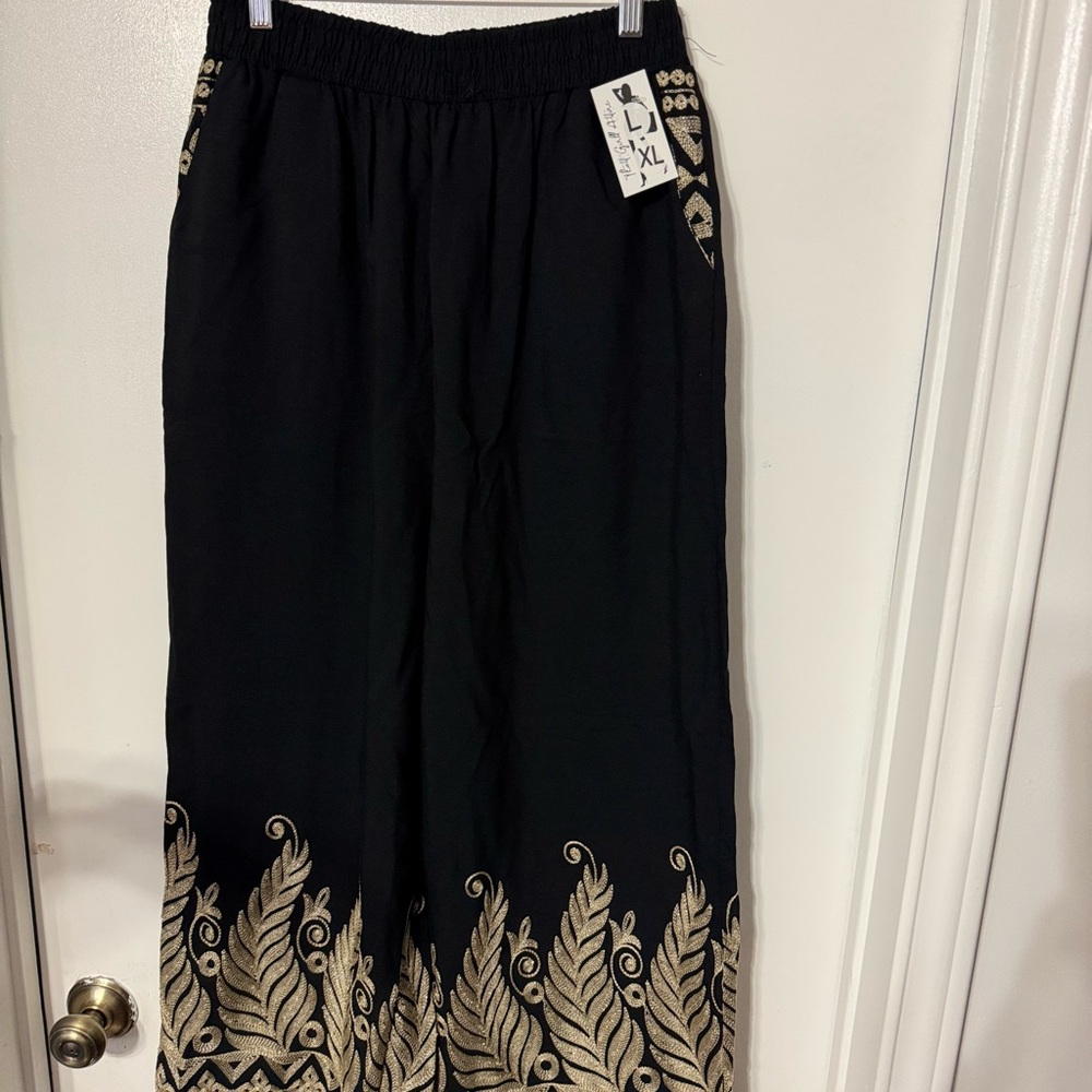 Total Girl Black and Gold Straight Leg Pants